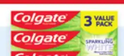Walmart Colgate Sparkling White 3 x 120 mL toothpaste value packs offer