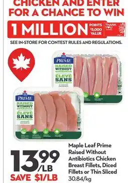 Longo's Prime Raised Without Antibiotics Chicken Breast Fillets, Diced Fillets or Thin Sliced offer