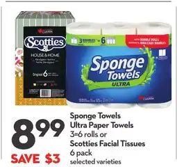 Longo's Ultra Paper Towels 3 = 6 rolls or Facial Tissues 6 pack offer