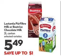 Longo's PūrFiltre Milk or Chocolate Milk offer