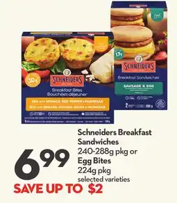 Longo's Breakfast Sandwiches 240-288g pkg or Egg Bites 224g pkg offer
