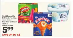 Longo's Drumstick, Novelties select sizes or Real Dairy Ice Cream 1.5L tub offer