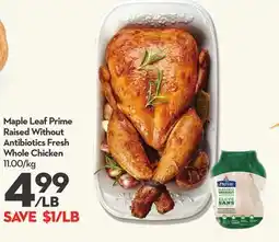 Longo's Raised Without Antibiotics Fresh Whole Chicken offer
