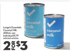 Longo's Essentials Coconut Milk offer