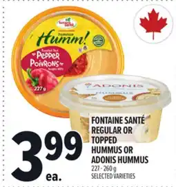 Metro FONTAINE SANTÉ REGULAR OR TOPPED HUMMUS OR ADONIS HUMMUS offer