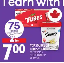 Metro YOP SOURCE OR TUBES YOGOURT offer