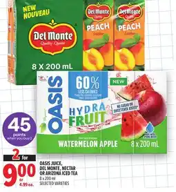 Metro OASIS JUICE, DEL MONTE, NECTAR OR ARIZONA ICED TEA offer