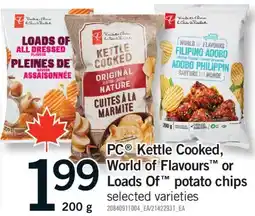 Fortinos PC KETTLE COOKED, WORLD OF FLAVOURS OR LOADS O POTATO CHIPS, 200g offer