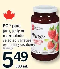 Fortinos PC PURE PURE JAM, JELLY OR JAM, JELLY OR MARMALADE, 500 ML offer
