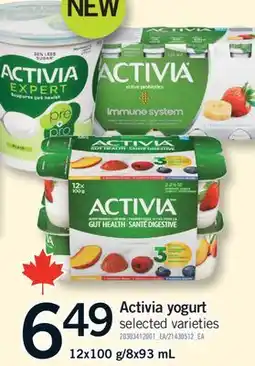 Fortinos ACTIVIA YOGURT, 12x100 g/8x93 mL offer