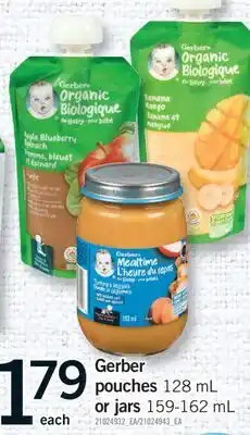 Fortinos GERBER POUCHES, 128 ML OR JARS, 159-162 ML offer