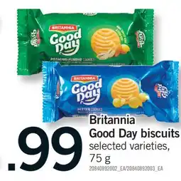 Fortinos BRITANNIA GOOD DAY BISCUITS, 75 G offer