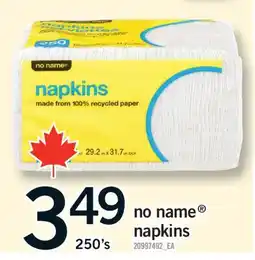 Fortinos NO NAME NAPKINS, 250'S offer