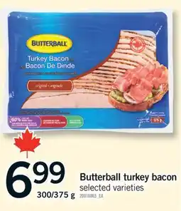Fortinos BUTTERBALL TURKEY BACON, 300/375 G offer