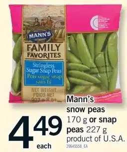 Fortinos MANN'S SNOW PEAS 170 G OR SNAP PEAS 227 G offer