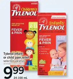 Fortinos TYLENOL INFANT OR CHILD PAIN RELIEF, 24-100 ML offer