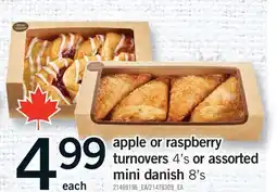 Fortinos APPLE OR RASPBERRY TURNOVERS, 4' S OR ASSORTED MINI DANISH, 8' S offer
