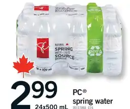 Fortinos PC SPRING WATER, 24X500 ML offer