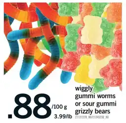 Fortinos WIGGLY GUMMI WORMS OR SOUR GUMMI GRIZZLY BEARS offer