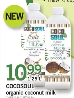Fortinos COCOSOUL ORGANIC COCONUT MILK, 1.25 L offer
