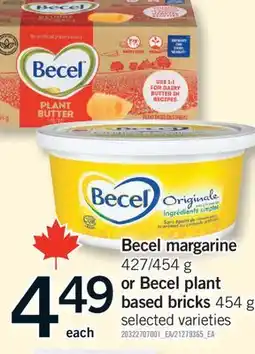 Fortinos BECEL MARGARINE, 427/454 G OR BECEL PLANT OR BASED BRICKS, 454 G offer