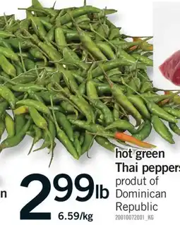 Fortinos HOT GREEN THAI PEPPERS offer
