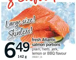 Fortinos FRESH ATLANTIC SALMON PORTIONS, 142 G offer