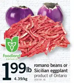 Fortinos ROMANO BEANS OR SICILIAN EGGPLANT offer