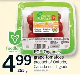 Fortinos PC ORGANICS GRAPE TOMATOES, 255 G offer