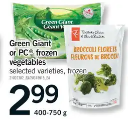 Fortinos GREEN GIANT OR PC FROZEN VEGETABLES, 400-750 g offer