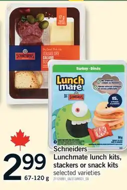 Fortinos SCHNEIDERS LUNCHMATE LUNCH KITS, STACKERS OR SNACK KITS, 67-120 g offer