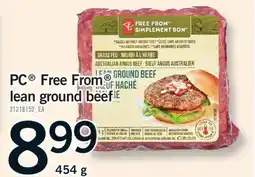 Fortinos PC FREE FROM LEAN GROUND BEEF, 454 g offer