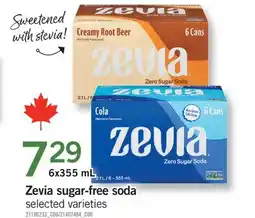 Fortinos ZEVIA SUGAR-FREE SODA, 6x355 mL offer