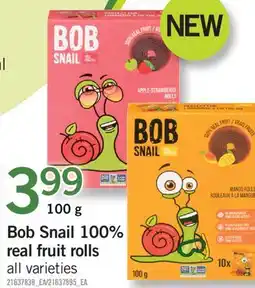 Fortinos BOB SNAIL 100% REAL FRUIT ROLLS, 100 G offer