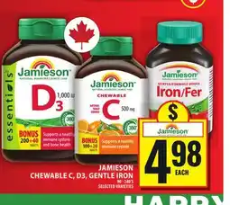 Food Basics JAMIESON CHEWABLE C, D3, GENTLE IRON offer