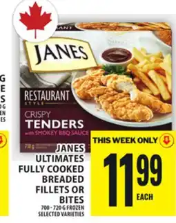 Food Basics JANES ULTIMATES FULLY COOKED BREADED FILLETS OR BITES offer