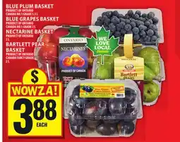 Food Basics BLUE PLUM BASKET, BLUE GRAPES BASKET, NECTARINE BASKET OR BARTLETT PEAR BASKET offer