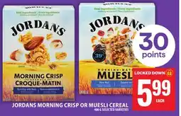 Food Basics JORDANS MORNING CRISP OR MUESLI CEREAL offer
