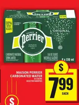 Food Basics MAISON PERRIER CARBONATED WATER offer