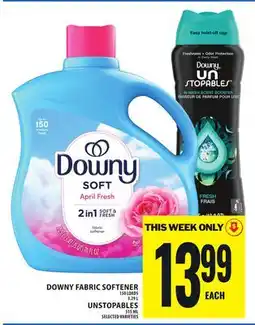 Food Basics DOWNY FABRIC SOFTENER OR UNSTOPABLES offer