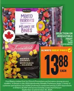Food Basics SELECTION OR IRRESISTIBLE FRUIT offer