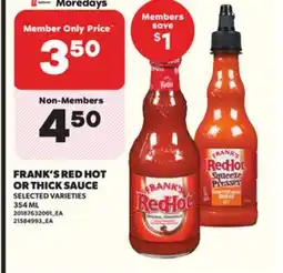 Loblaws FRANK'S RED HOT OR THICK SAUCE, 354 ML offer