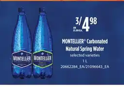 Loblaws MONTELLIER CARBONATED NATURAL SPRING WATER, 1 L offer