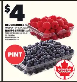 Loblaws BLUEBERRIES, PINT OR RASPBERRIES HALF PINT offer