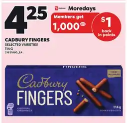 Loblaws CADBURY FINGERS, 114 G offer