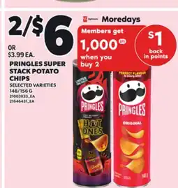 Loblaws PRINGLES SUPER STACK POTATO CHIPS, 148/156 G offer