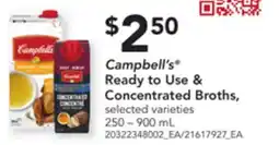 Loblaws CAMPBELL'S READY TO USE & CONCENTRATED BROTHS, 250-900 ML offer
