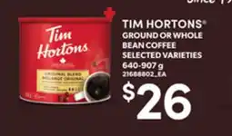 Loblaws TIM HORTONS GROUND OR WHOLE BEAN COFFEE, 640-907 g offer