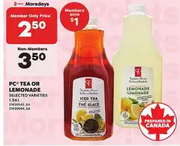 Loblaws PC TEA OR LEMONADE, 1.54 L offer