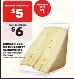 Loblaws CHICKEN, EGG OR TUNA SOFTY SANDWICHES, 180/184 G offer
